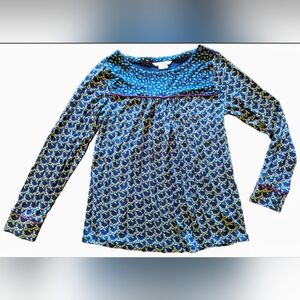 Boden Long Sleeve Peasant Blouse Floral And Geometric Womens Sz 8 US | Sz 12 UK